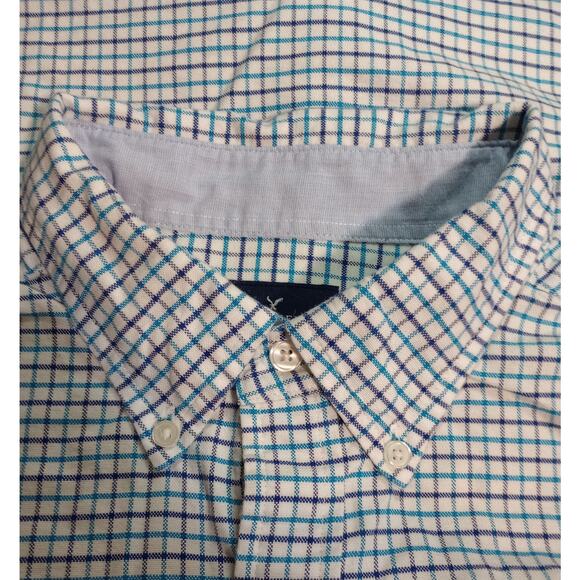 American Eagle Shirt Mens Large Blue‎ White Plaid Button Down Classic Fit Cotton - Picture 5 of 8